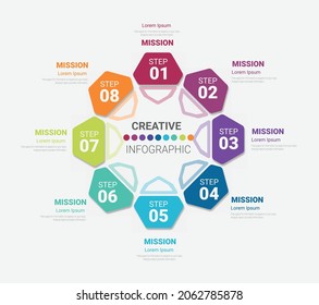 Template for cycle diagram, graph, presentation and round chart. Business concept with 8 equal options, parts, steps or processes. Startup layout for your project.