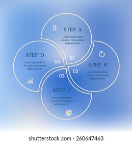 Template for cycle diagram, graph, presentation and round chart. Business concept with 4 options, parts, steps or processes. Blur vector background.