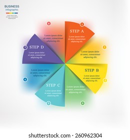 Template for cycle diagram, graph, presentation and round chart. Business concept with 8 options, parts, steps or processes. Blur vector background.