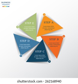 Template for cycle diagram, graph, presentation and round chart. Business concept with 5 options, parts, steps or processes.