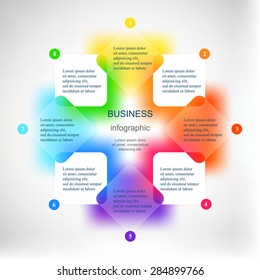 Template for cycle diagram, graph, presentation and round chart. Business concept with 8 options, parts, steps or processes. Blur vector background.