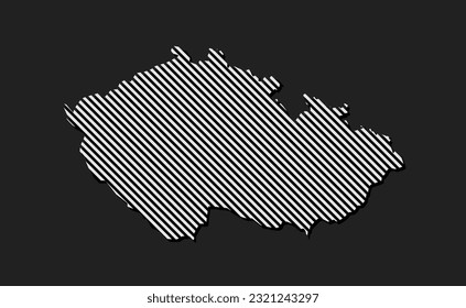 Template Czech Republic map from grey diagonal lines isolated on background. Europe country for pattern, design, illustration, infographic. Abstract concept parallel lines of silhouette map Czech