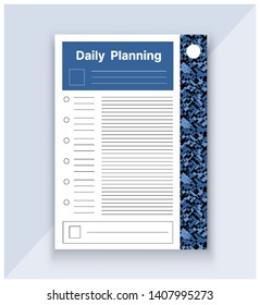 Template of the daily plan printable form for business and accounting planning tools