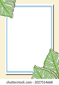 Template decorated by cute Tropical Leaves for agenda, planners, checklists, and other stationery. Simple design. Vector.