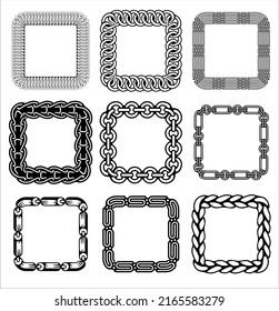 Template of decoration oval frame for laser cut, paper cutting, plotter, craft design. Chain wreath for wedding design. Vector frame for monogram.