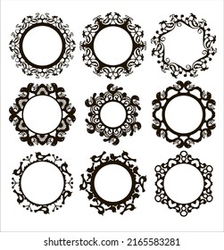 Template of decoration oval frame for laser cut, paper cutting, plotter, craft design. Chain wreath for wedding design. Vector frame for monogram.