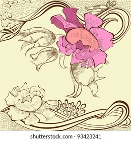 Template for decorative floral card