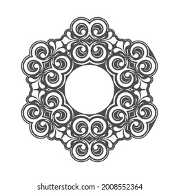 template for a decorative frame with a place for text. Golden round openwork ornament for invitations, postcards and creative design.
Flat style