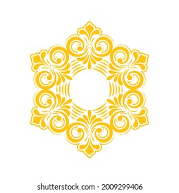 template for a decorative frame with a place for text. Golden round openwork ornament for invitations, postcards and creative design.
Flat style