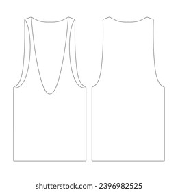 template deep uneck tank top vector illustration flat design outline clothing collection