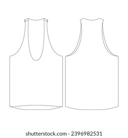 template deep uneck tank top vector illustration flat design outline clothing collection