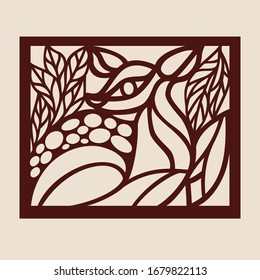 Template deer for laser cutting. Abstract geometric animal for cut. Stencil for decorative panel of wood, metal, paper. Vector illustration