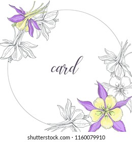 Template with delicate flowers. Floral frame.