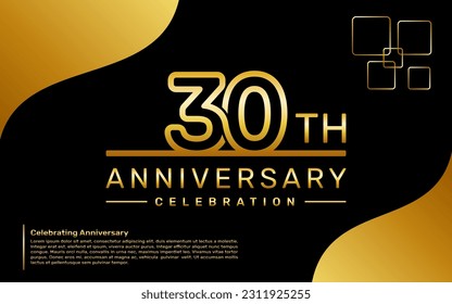 Template design for a 30th year anniversary celebration with a golden number style, vector template