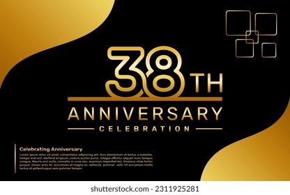 Diseño de plantillas para una celebración del 38º aniversario con un estilo de número dorado, plantilla vectorial