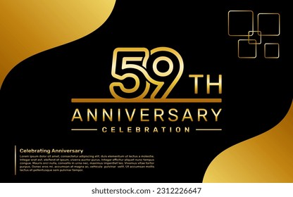 Template-Design für ein 59-jähriges Jubiläum mit goldenem Zahlenstil, Vektorvorlage