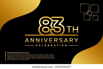 Template design for a 83th year anniversary celebration with a golden number style, vector template