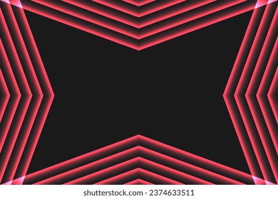 Diseño de plantilla Resumen Banner digital con líneas rosadas triangulares de nido gradiente sobre fondo negro oscuro con espacio para texto. Afiche dinámico de moda con forma geométrica. Ilustración vectorial.
