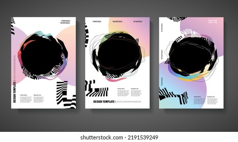 Template design abstract poster. Cover with glitch and destroid effect. Gradient shape and line. Party banners concept. Future style. Vector.