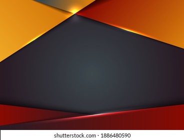 Template design abstract red and yellow gradient geometric shape luxury premium on blue background with lighting effect. Vector illustration