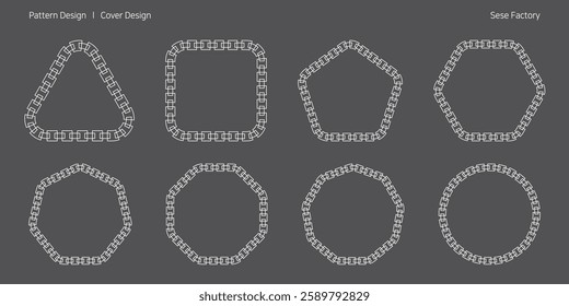 Template design with angular chainring pattern applied to various shapes