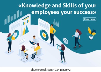 Template design article banner, Isometry the concept Knowledge and Skills of your employees. Easy to edit and customize.