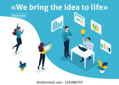 Template design article banner, Isometry the concept We bring the idea to life. Easy to edit and customize.
