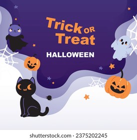diseño de plantilla arte anuncio evento de promoción de afiches fiesta de halloween,feliz halloween,vector lindo,ilustración,calabaza,gato negro,divertido,espeluznante,fantasma,gráfico 3