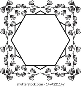 Template design, with artwork of leaves and flower frame. Vector
