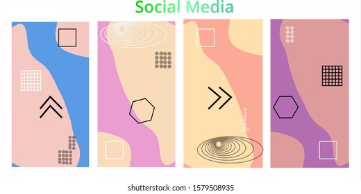 Template design backgrounds with pastel colored for social media banner. Set of stories with copy space. Mock up for personal blog or shop. Layout for promotion - eps10
