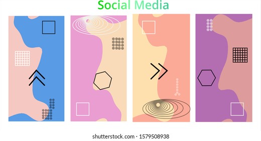 Template design backgrounds with pastel colored for social media banner. Set of stories with copy space. Mock up for personal blog or shop. Layout for promotion - eps10
