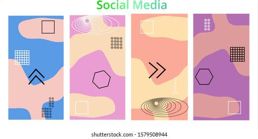 Template design backgrounds with pastel colored for social media banner. Set of stories with copy space. Mock up for personal blog or shop. Layout for promotion - eps10