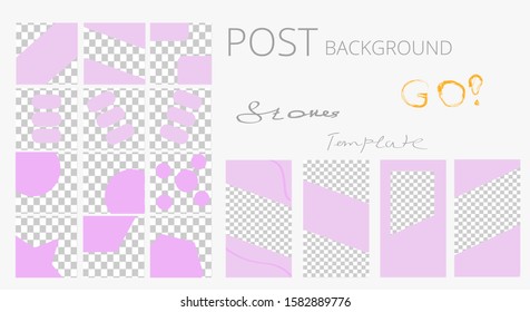 Template design backgrounds with pastel colored for social media banner. Set of stories and post with copy space for text. Mock up for personal blog or shop. Layout for promotion - eps10