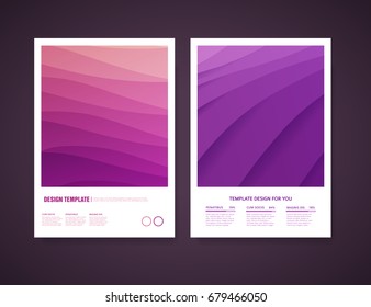 Template design banner with abstract background. Layout brochure with wave perspective backdrop. Flyer with gradient decoration for presentation and business. Vector.