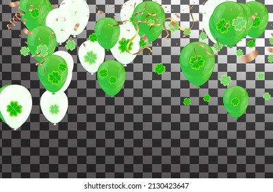 Template Design banner with balloons on happy St. Patrick's Day. effect clover. Simple for the site, shop, magazine promotions. shamrock leaves pattern background. with place for text.