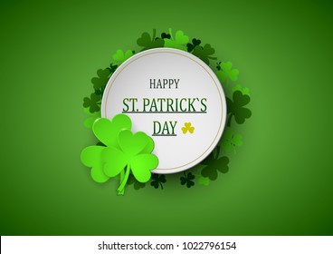 Template Design banner on St. Patrick's Day. 3d effect clover. Vector Illustration.