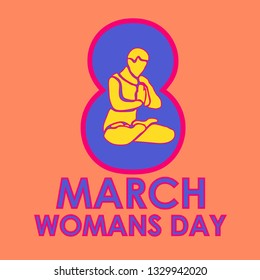 Template design banner, poster for yoga studio c congratulating march 8. vector illustration Woman day
