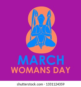 Template design banner, poster for yoga studio c congratulating march 8. vector illustration Woman day