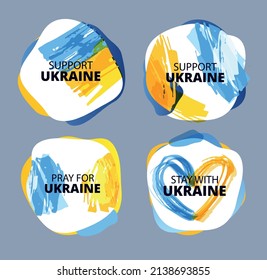 Template design banner set about Ukraine. Glory of Ukraine! Support Ukraine, Ukrainian flag with a Pray for Ukraine concept icon set. Save from Russia stickers for media. Mega set.