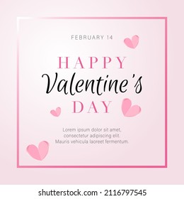 Cartel de diseño de plantilla para el día de San Valentín. Fondo geométrico con decoración corazón para la feliz venta del día de San Valentín, mujeres, día de la madre. Tarjeta de promoción romántica y volante. Vector.