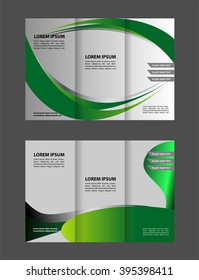 Template design of blue trifold brochure with polygons. Editable and light vector with places for photos. Proportionally A4

