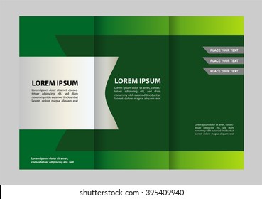 Template design of blue trifold brochure with polygons. Editable and light vector with places for photos. Proportionally A4
