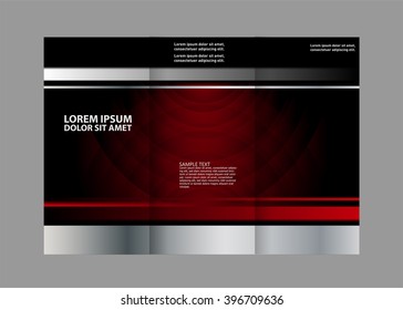Template design of blue trifold brochure. Editable and light vector with places for photos. Proportionally A4
