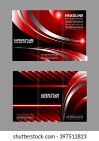 Template design of blue trifold brochure with polygons. Editable and light vector with places for photos. Proportionally A4
