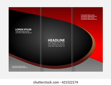 Template design of blue trifold brochure with polygons. Editable and light vector with places for photos. Proportionally A4
