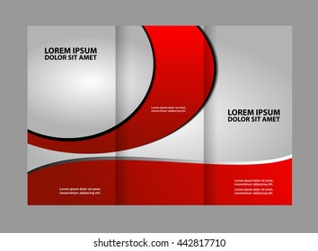 Template design of blue trifold brochure with polygons. Editable and light vector with places for photos. Proportionally A4
