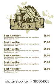 template for design brasserie menu
