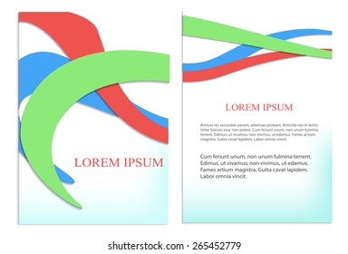 Template design for brochure, cover, flayer. Vector business cover background. Print layout illustration. Red, green, blue colors. Presentation, poster, booklet.