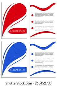 Template design for brochure, cover, flayer. Vector business cover background. Print layout illustration. Bright red, blue colors. Presentation, poster, booklet.