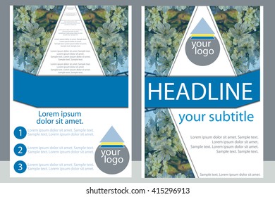 Template design for brochures, flyers, annual report, abstract flowers flyer cover presentation. A4 size. Vector illustration.